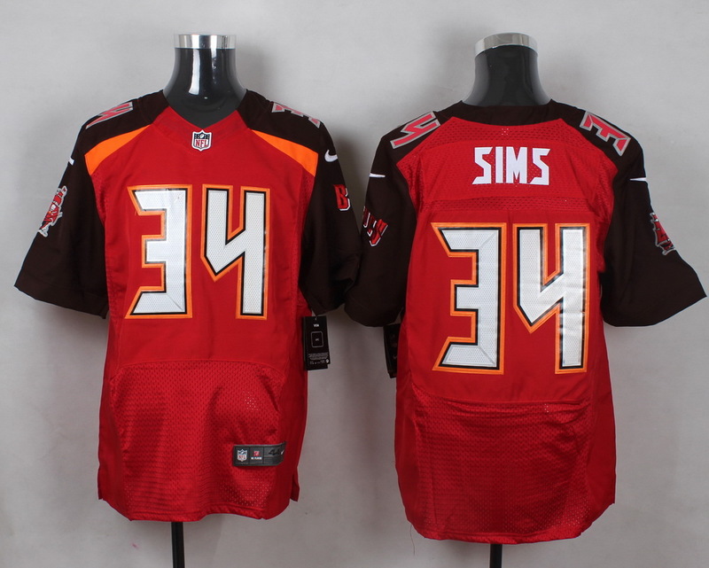 NFL Tampa Bay Buccaneers #34 Sims Red Elite Jersey