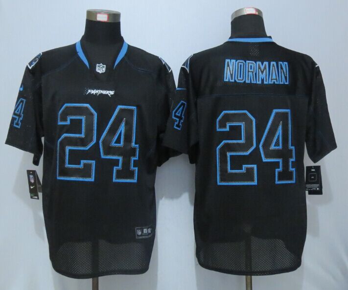 New Nike Carolina Panthers 24 Norman Lights Out Black Elite Jerseys