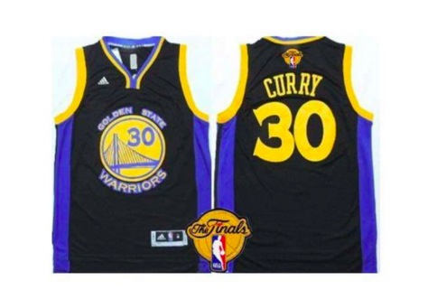 NBA Golden State Warriors #30 Curry Black Jersey with the Final Patch