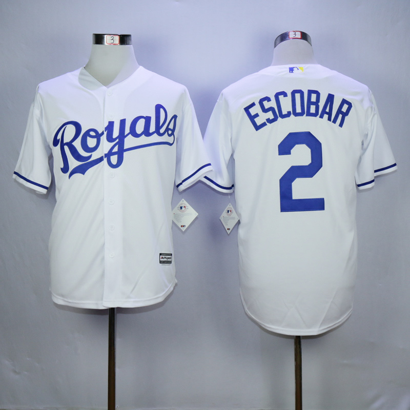 MLB Kansas City Royals #2 Escobar White Majestic New Jersey