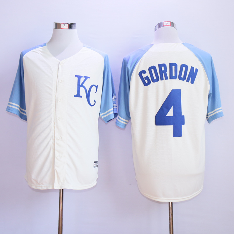 MLB Exclusive Kansas City Royals #4 Gordon White Vintage Jersey 