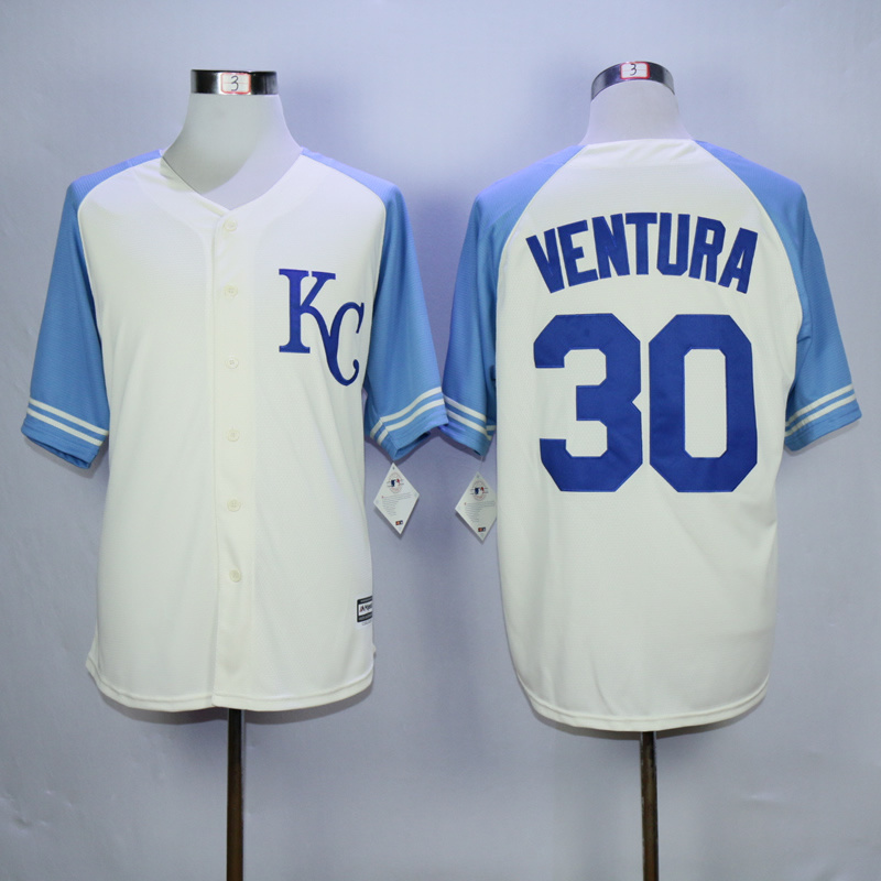 MLB Exclusive Kansas City Royals #30 Ventura White Vintage Jersey 