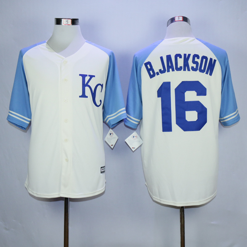 MLB Exclusive Kansas City Royals #16 B.Jackson White Vintage Jersey 