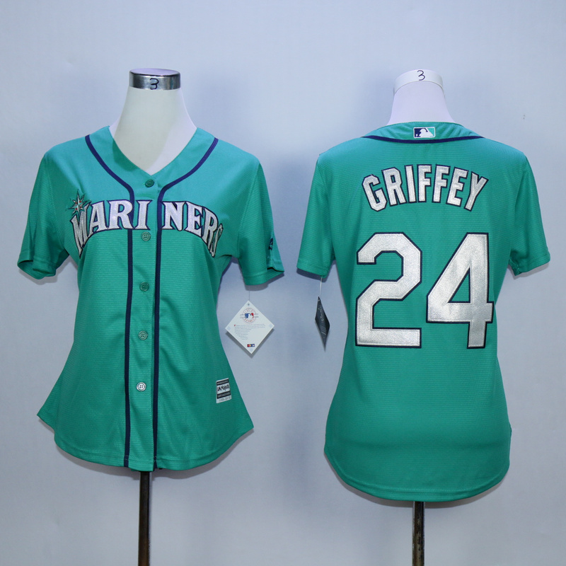 MLB Seattle Mariners #24 Griffey Women Green Jersey