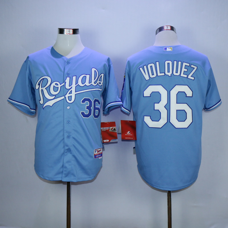 MLB Kansas City Royals #36 Volquez L.Blue Jersey