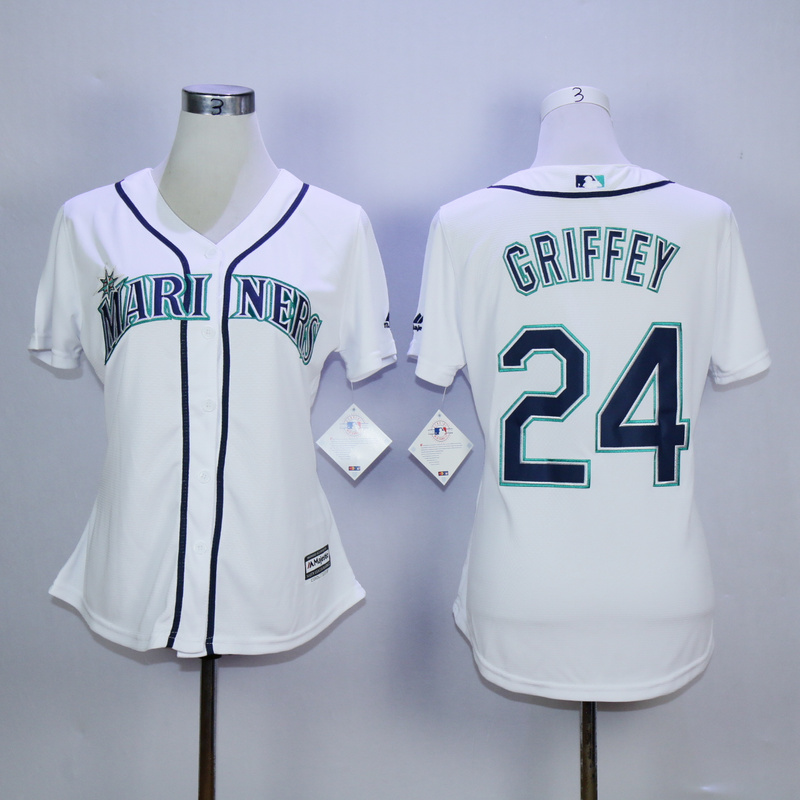 MLB Seattle mariners #24 Griffey Women White Jersey