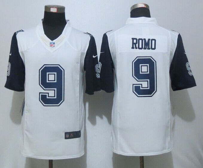 New Nike Dallas Cowboys 9 Romo White Mens Stitched Limited Rush Jersey 