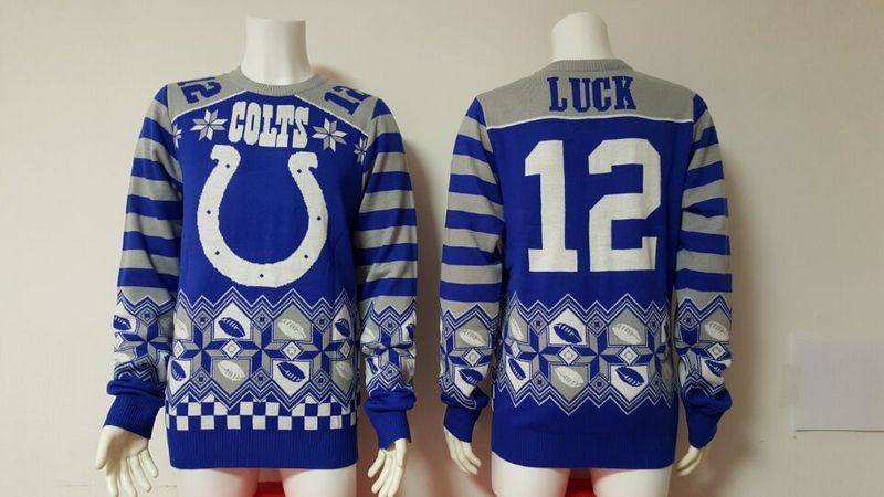 NFL Indianapolis Colts #12 Luck Blue Sweater