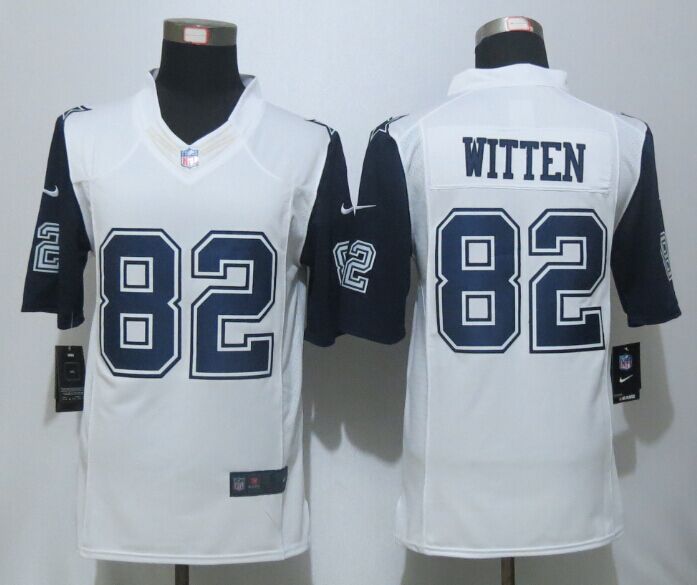 New Nike Dallas Cowboys 82 Witten White Mens Stitched Limited Rush Jersey