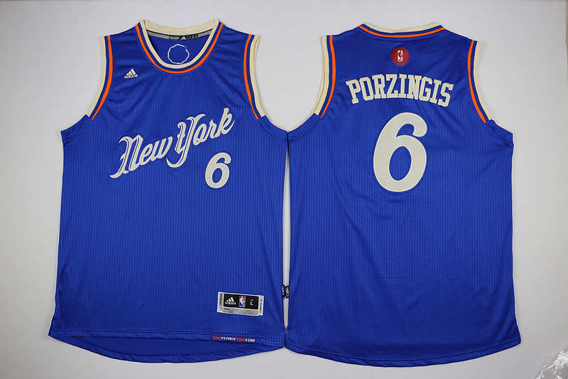 NBA New York Knicks #6 Porzingis Blue 15-16 Christmas Jersey