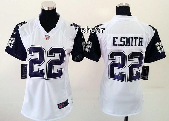 NFL Dallas Cowboys #22 E.Smith White Women Jersey