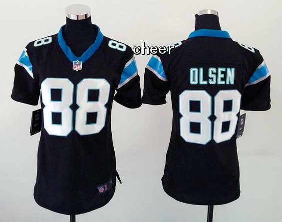 NFL Carolina Panthers #88 Olsen Black Women Jersey