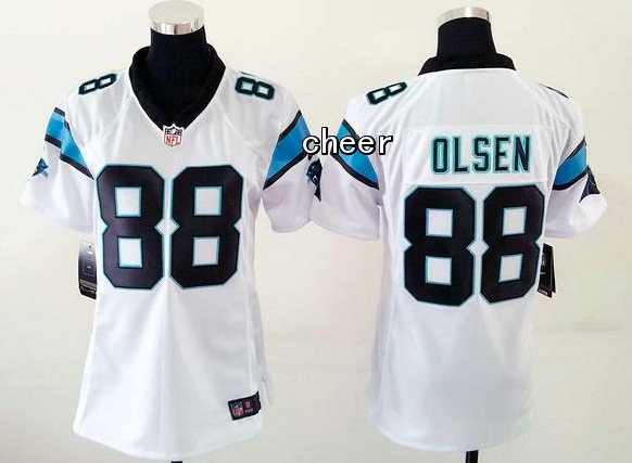 NFL Carolina Panthers #88 Olsen White Women Jersey