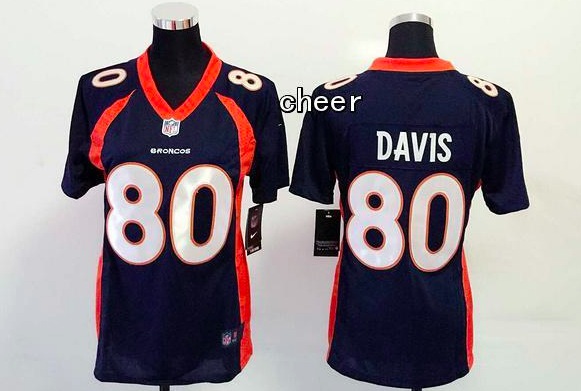 NFL Denver Broncos #80 Davis Blue Women Jersey