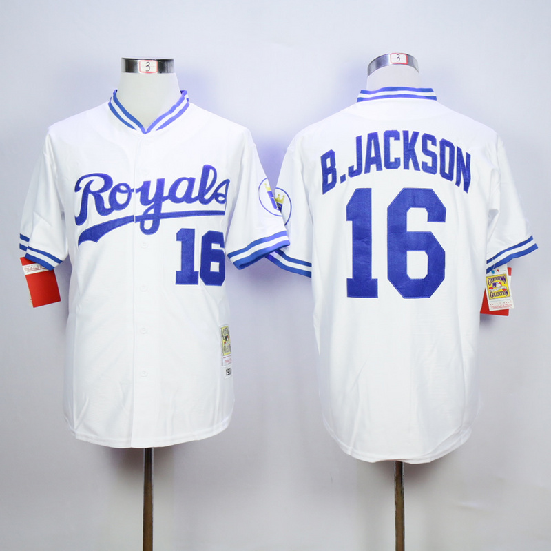 MLB Kansas City Royals #16 B.Jackson White Throwback Jersey