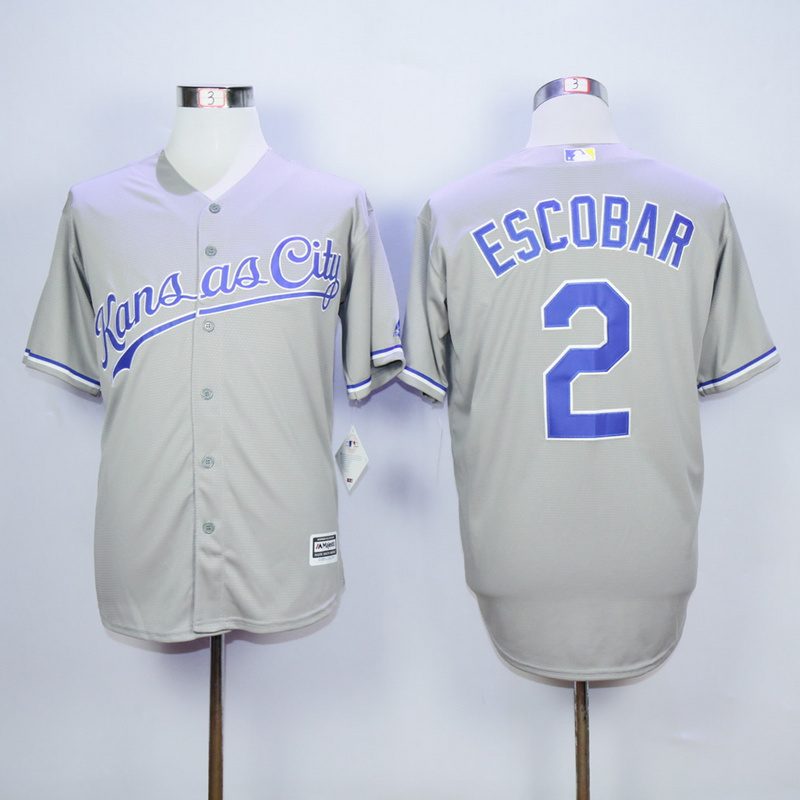 MLB Kansas City Royals #2 Escobar Grey Majestic Jersey