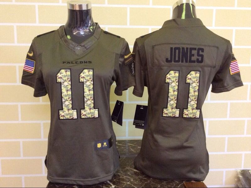 Womens NFL Atlanta Falcons #11 Jones Salute for Service Green Jersey