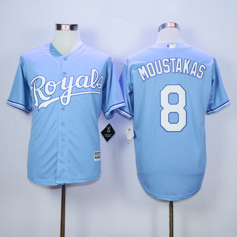 MLB Kansas City Royals #8 Moustakas Light Blue Jersey