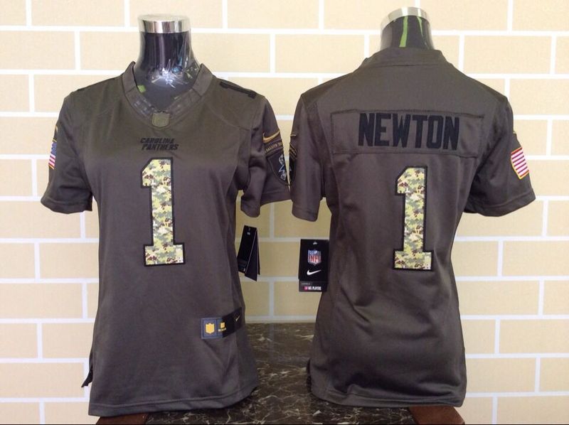 Womens NFL Carolina Panthers #1 Newton Salute for Service Green Jersey