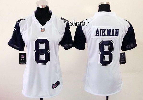 NFL Dallas Cowboys #8 Aikman White Women Jersey