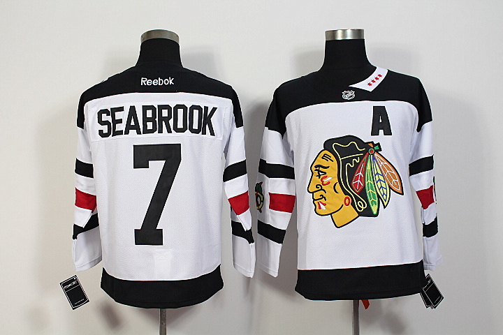 NHL Chicago Blackhawks #7 Seabrook White Jersey with A Patch