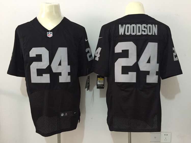 Nike Oakland Raiders #24 Woodson Black Elite Jersey