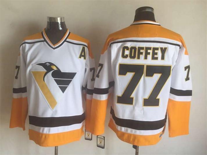 NHL Pittsburgh Penguins #77 Coffey White Jersey with A Patch