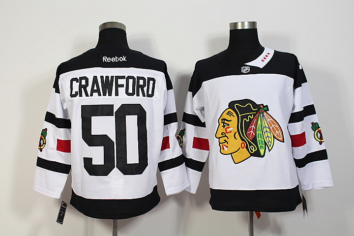 NHL Chicago Blackhawks #50 Crawford White Jersey with A Patch