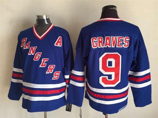 NHL New York Rangers #9 Graves Blue Jersey with A Patch