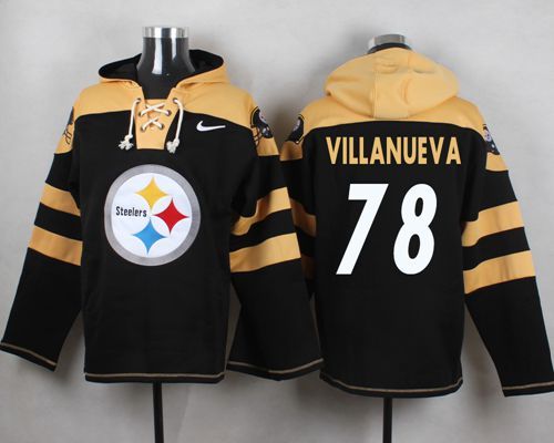 NFL Pittsburge Steelers #78 Villanueva Black Hoodie
