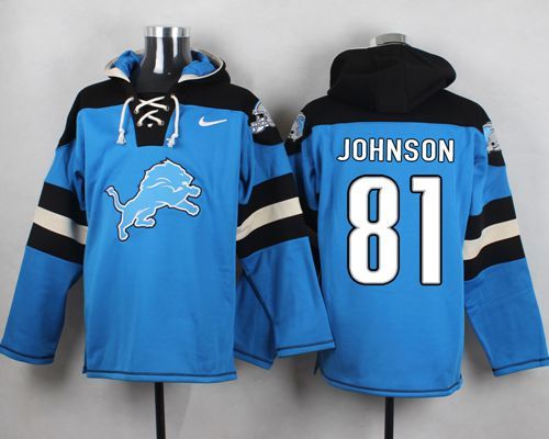 NFL Detroit Lions #81 Johnson Blue Hoodie