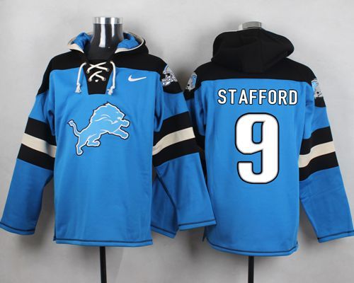 NFL Detroit Lions #9 Stafford Blue Hoodie