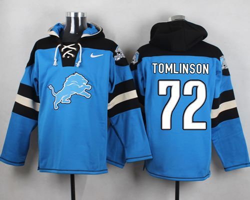 NFL Detroit Lions #72 Tomlinson Blue Hoodie