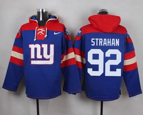 NFL New York Giants #92 Strahan Blue Hoodie