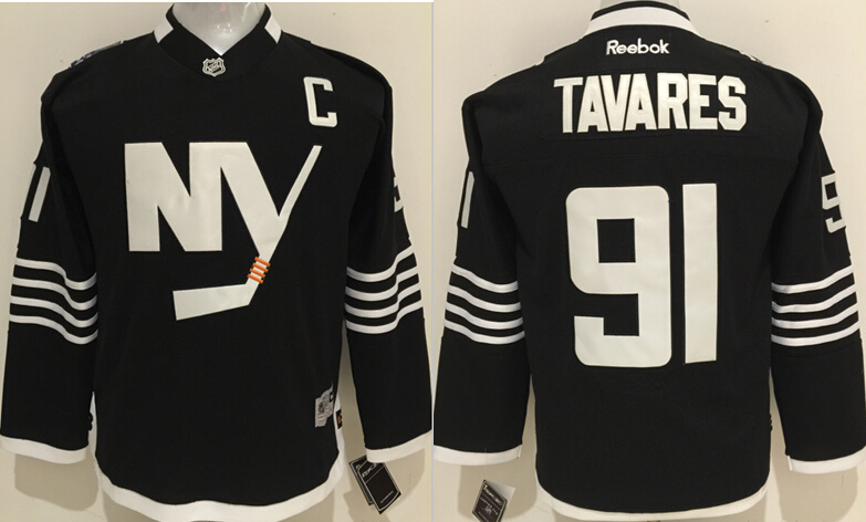 NHL New York Islanders #91 Tavares Kids Black Jersey