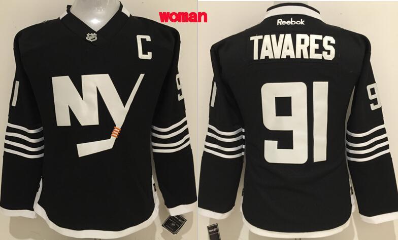 NHL New York Islanders #91 Tavares Women Black Jersey
