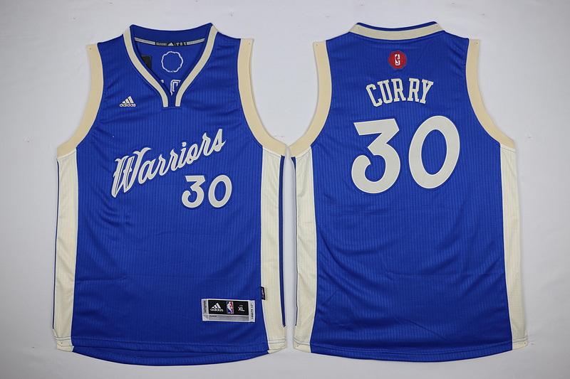 Youth NBA Golden State Warriors #30 Curry Blue 15-16 Christmas Jersey