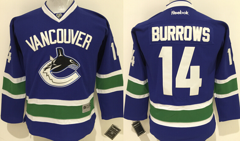 NHL Vancouver Canucks #14 Burrows Blue Youth Jersey