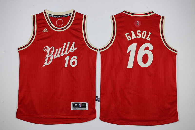 Youth NBA Chicago Bulls #16 Gasol 15-16 Christmas Jersey