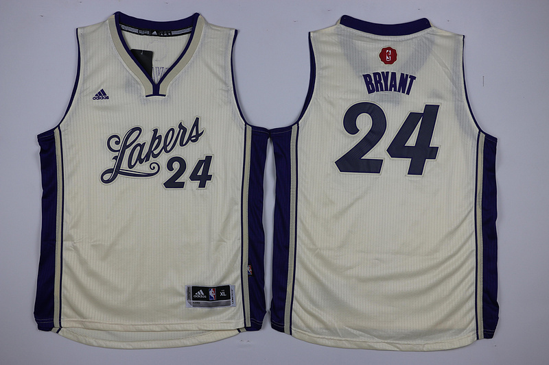 NBA Los Angeles Lakers #24 Bryant Cream 15-16 Christmas Jersey