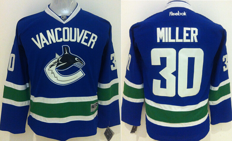NHL Vancouver Canucks #30 Miller Blue Youth Jersey