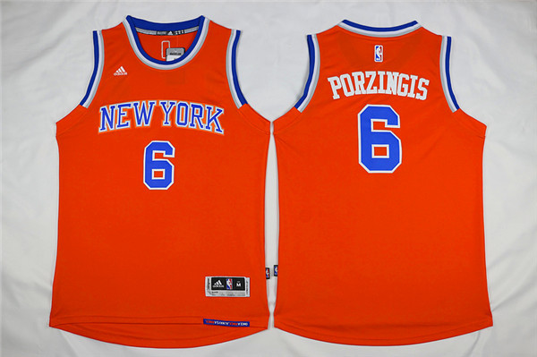 NBA New York knicks #6 Porzingis Orange Jersey