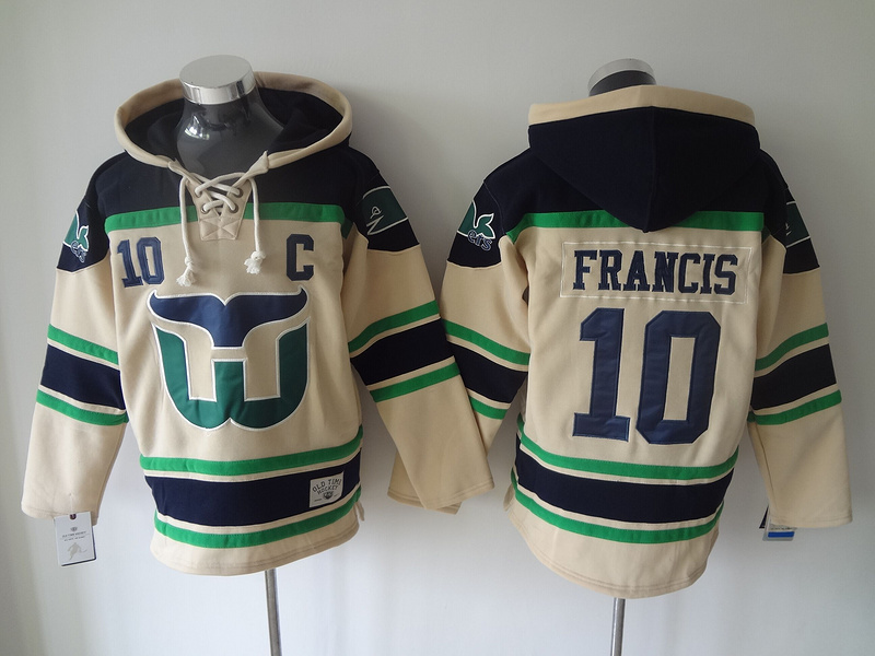NHL Hartford Whalers #10 Ron Francis Cream Hoodie