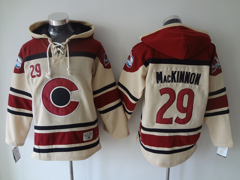 NHL Colorado Avalanche #29 MacKINNON Cream Hoodie