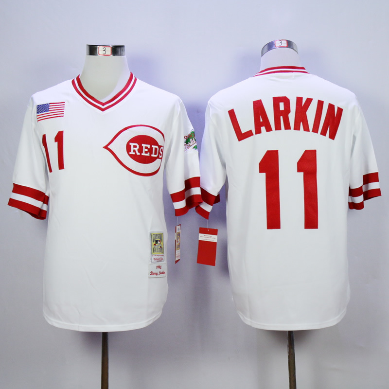 MLB Cincinnati Reds #11 Larkin White Pullover Throwback Jersey