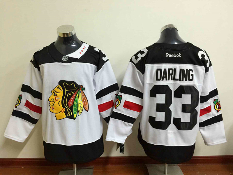NHL Chicago Blackhawks #33 Darling White Jersey Black Number