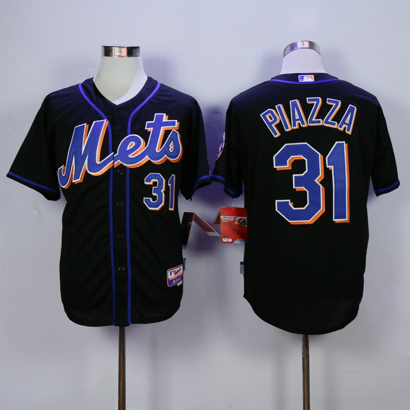 MLB New York Mets #31 Piazza Black Jersey