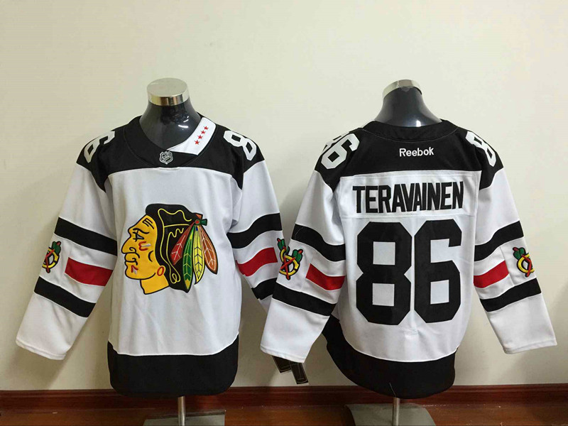 NHL Chicago Blackhawks #86 Teravainew White Jersey Black Number