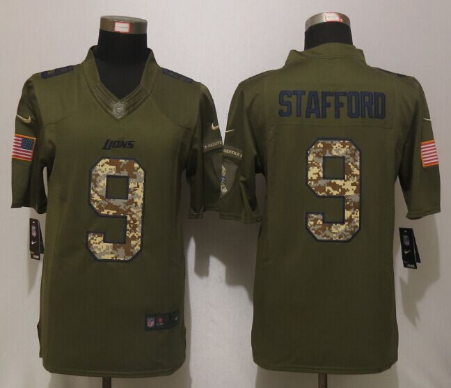 New Nike Detroit Lions 9 Stafford Green Salute To Service Limited Jersey