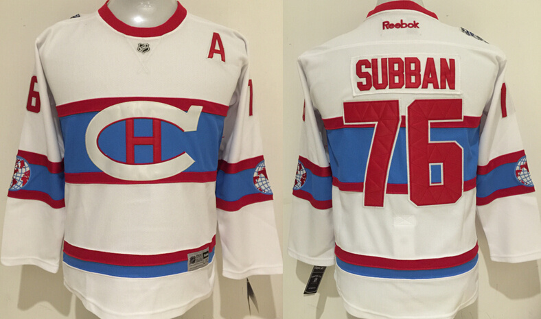 NHL Montreal Canadiens #76 Subban White Classic Kids Jersey